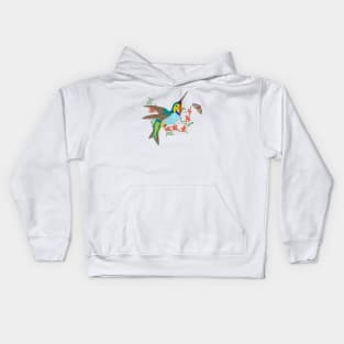 Lovely Flying Hummingbird Butterfly Flowers illustration Kids Hoodie